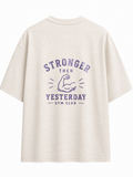 Stronger than yesterday - Boxy Unisex T-Shirt in Größe S / Creme meliert