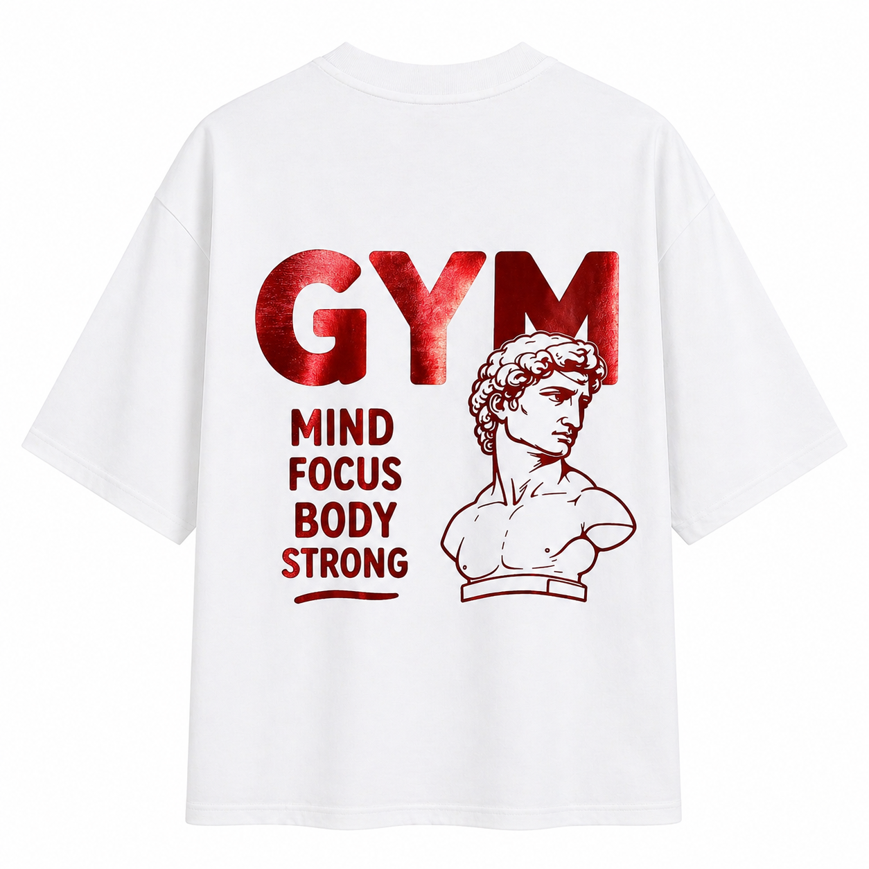 Mind Focus Body Strong – Boxy Unisex T-Shirt in Größe XL / Weiß