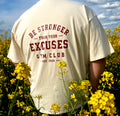 Be stronger than your excuses - Boxy Unisex T-Shirt in Größe 3XL / Creme meliert