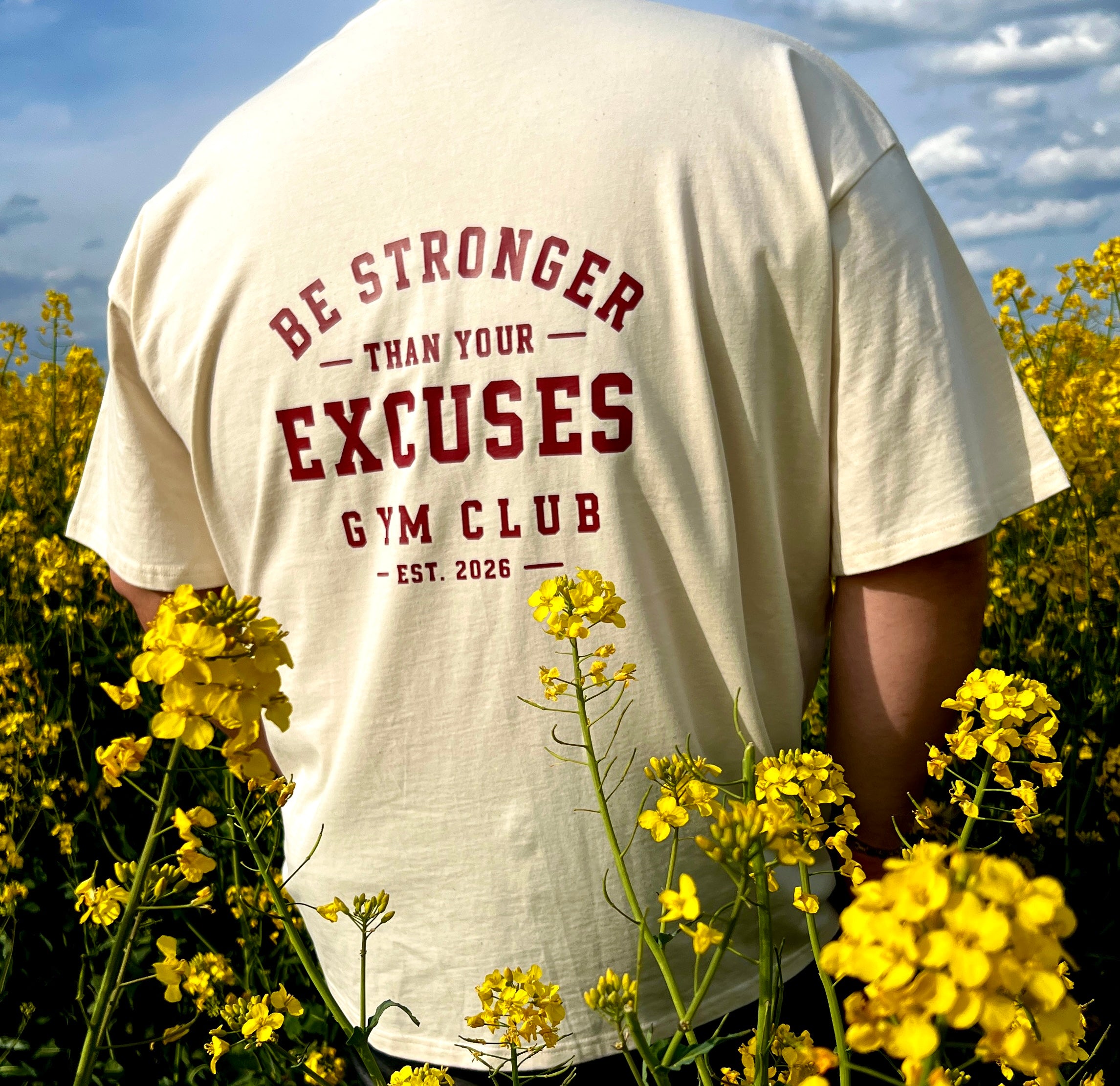 Be stronger than your excuses - Boxy Unisex T-Shirt in Größe 3XL / Creme meliert