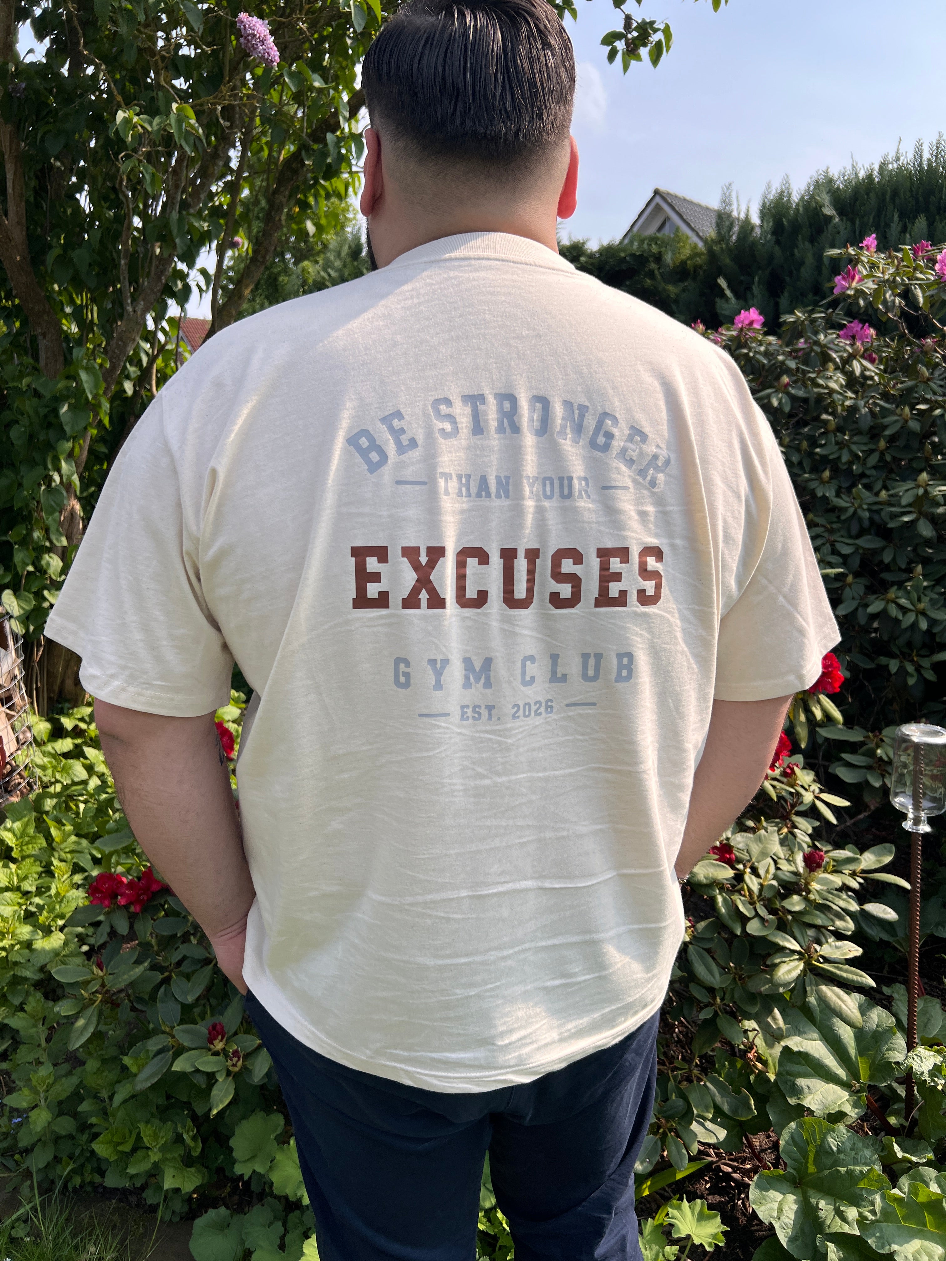 Be stronger than your excuses  – Boxy Unisex T-Shirt in Größe XXL \ Creme meliert